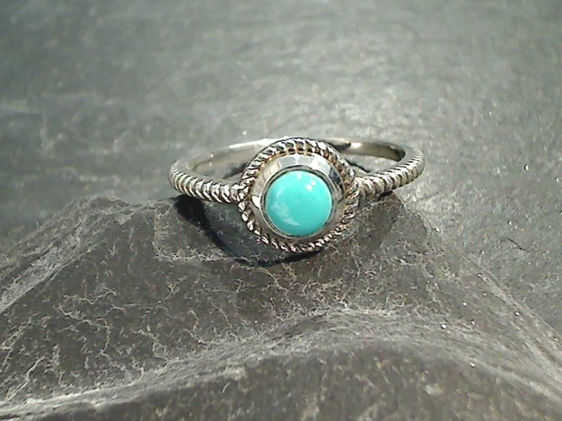 Women’s rings with rough sapphire for chic -Size 8 Turquoise, Sterling Silver Ring