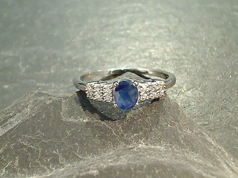 Women’s rings with twisted bands for style -Size 7 Sapphire, CZ, Sterling Silver Ring