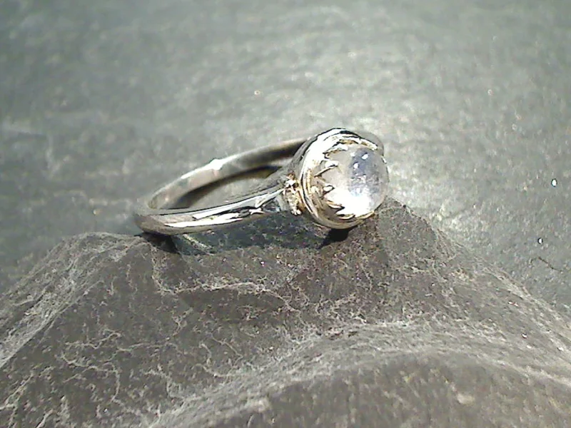 Women’s rings with stretch bands for ease -Size 10.25 Moonstone, Sterling Silver Ring