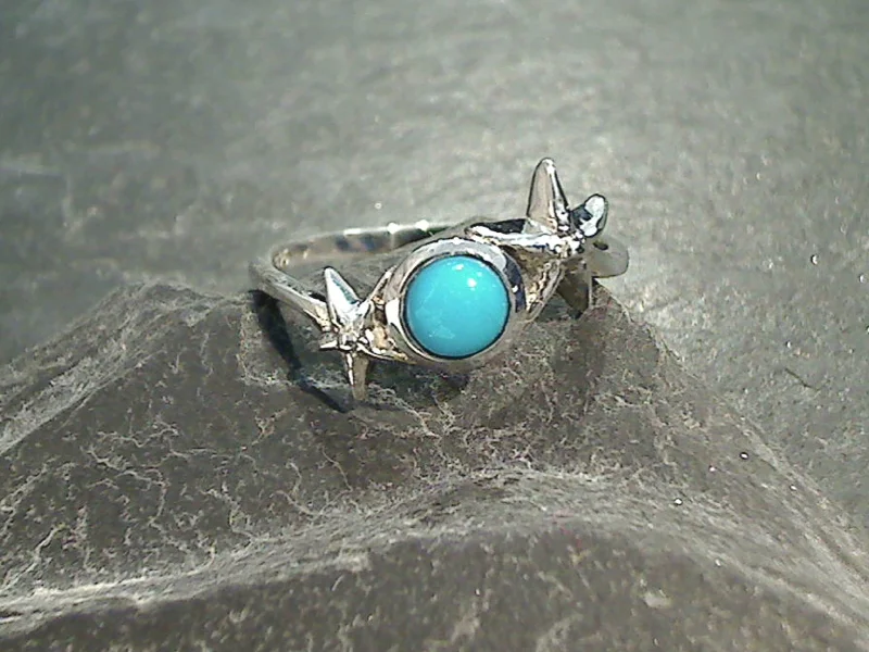 Women’s rings with carved rose quartz designs -Size 5 Turquoise, Sterling Silver Starfish Ring