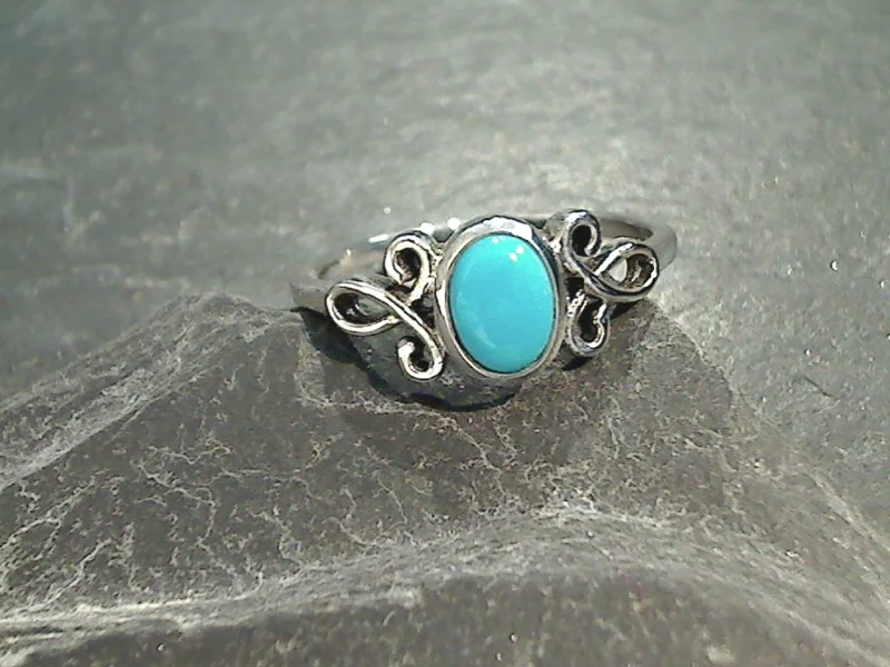 Women’s rings with radiant citrine for shine -Size 6 Turquoise, Sterling Silver Ring