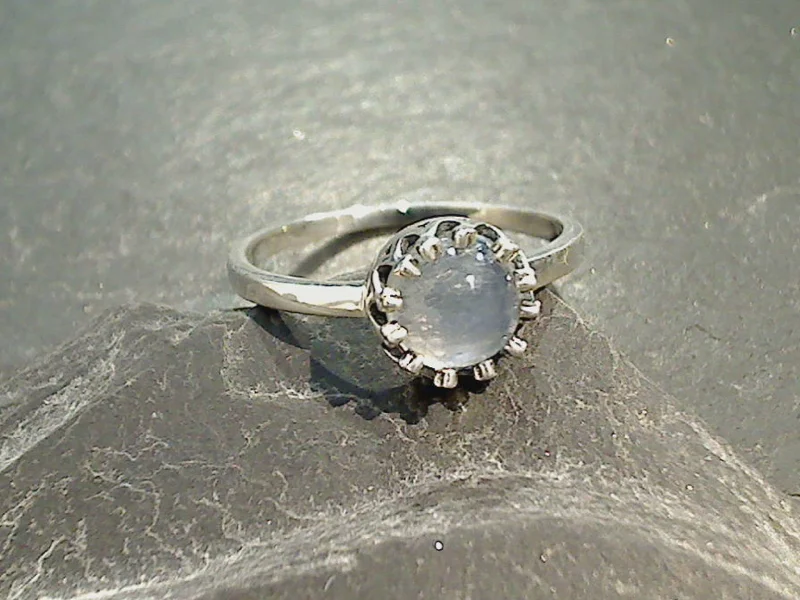 Women’s rings with pave topaz for dazzle -Size 5.25 Moonstone, Sterling Silver Ring