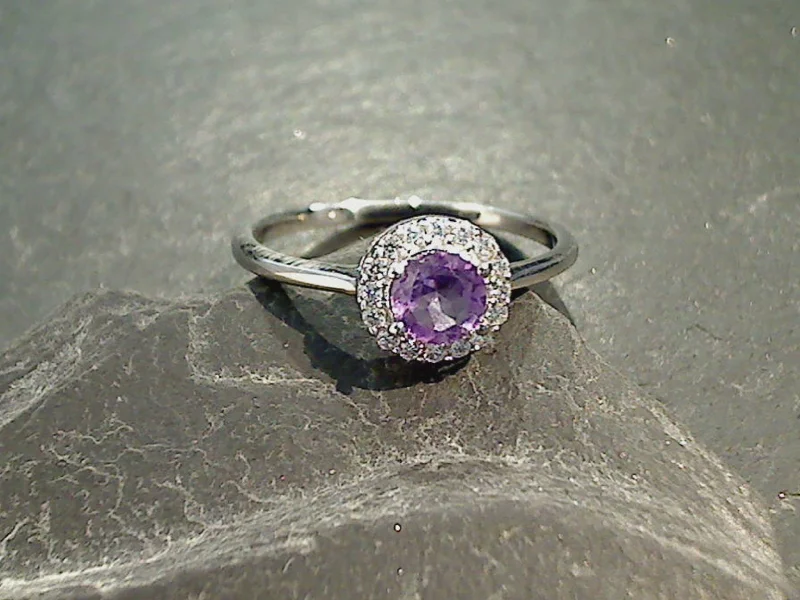 Women’s rings with aventurine for green luck -Size 10 Amethyst, CZ, Sterling Silver Ring