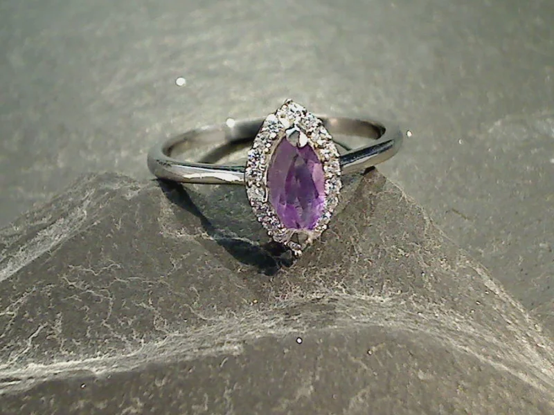 Women’s rings with topaz gems for brilliance -Size 6.25 Amethyst, CZ, Sterling Silver Ring