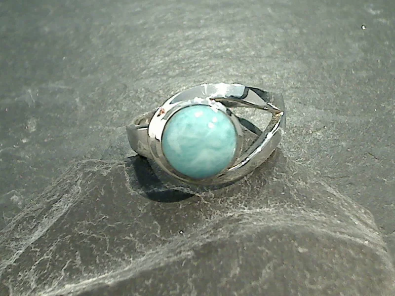 Women’s rings with sleek hematite for sheen -Size 7 Larimar, Sterling Silver Ring