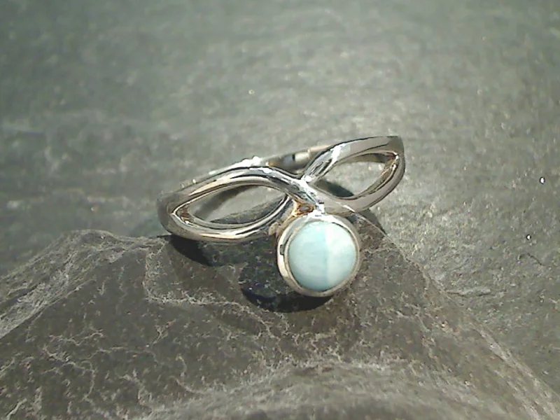 Women’s rings with shield-cut topaz stones -Size 6.75 Larimar, Sterling Silver Ring