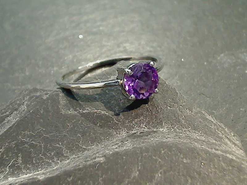 Women’s rings with butterfly motifs for whimsy -Size 10 Amethyst, Sterling Silver Ring