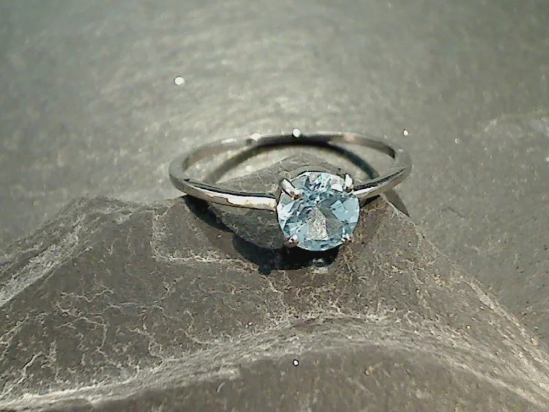 Women’s promise rings with subtle star engravings -Size 8 Blue Topaz, Sterling Silver Ring