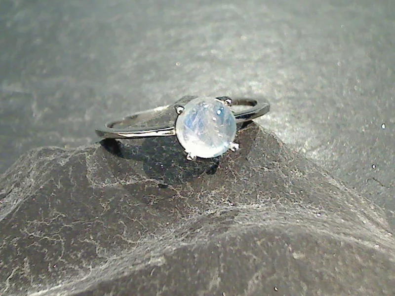 Women’s rings with jade stones for serenity -Size 8 Moonstone, Sterling Silver Ring