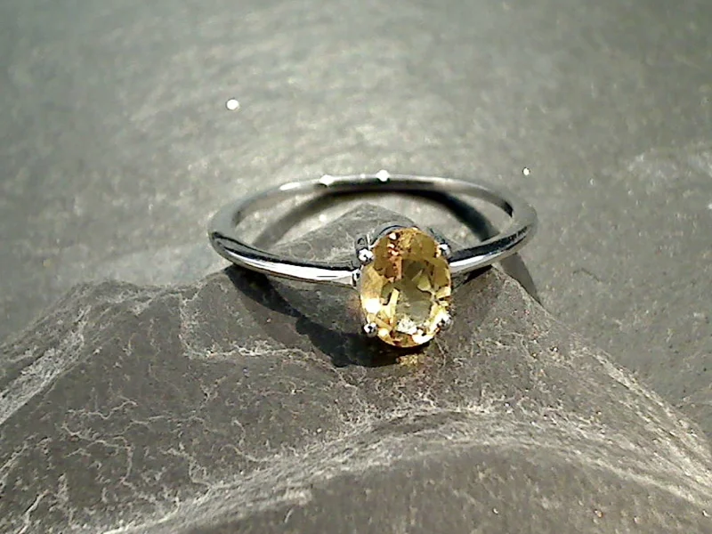 Women’s rings with vine-inspired emerald bands -Size 5 Citrine, Sterling Silver Ring