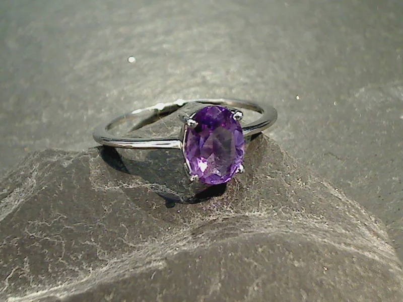 Women’s rings with tiger eye for boldness -Size 6 Amethyst, Sterling Silver Ring