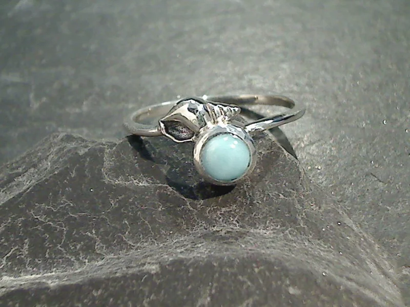 Women’s rings with engraved constellations for stars -Size 6.25 Larimar, Sterling Silver Sea Shell Ring