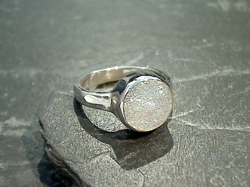 Women’s titanium rings with sleek modern designs -Size 6.75 Druzy Quartz, Sterling Silver Ring