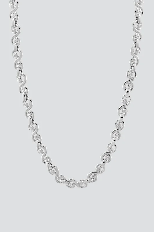 Trendy necklaces and pendants with statement pieces for a bold fashion statement-Silver Swirl Chain Necklace