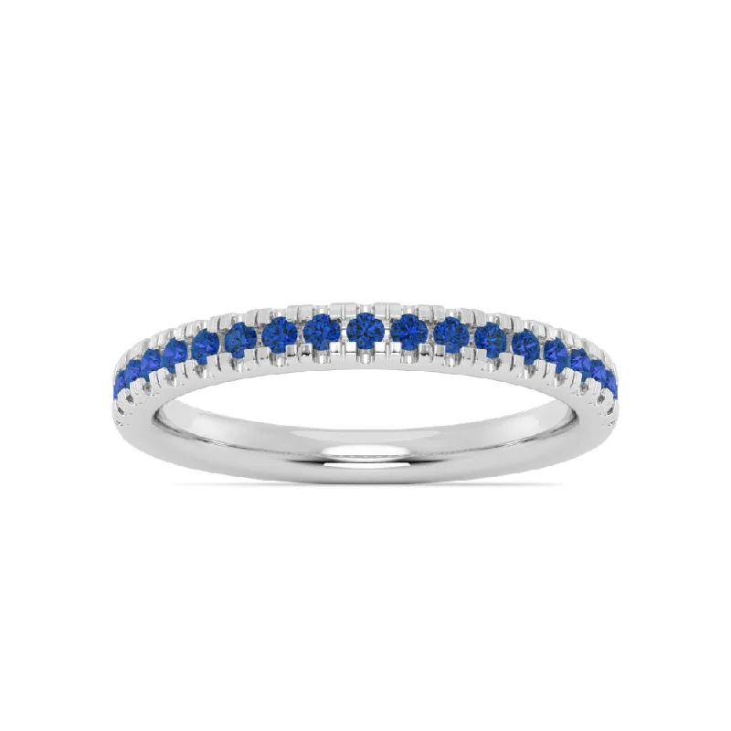 Women’s rings with etched wave band designs -Smyth Jewelers Stackable Pavé Blue Sapphire Ring