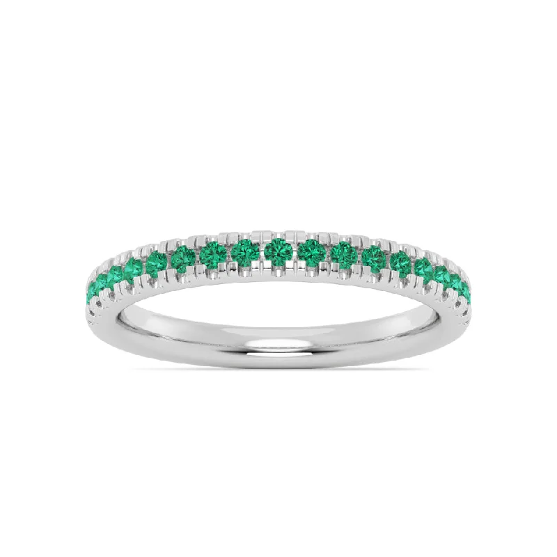 Women’s rings with engraved floral band patterns -Smyth Jewelers Stackable Pavé Emerald Ring