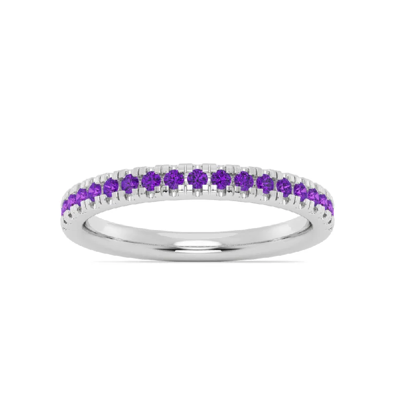 Women’s rings with vine-inspired emerald bands -Smyth Jewelers Stackable Pavé Amethyst Ring