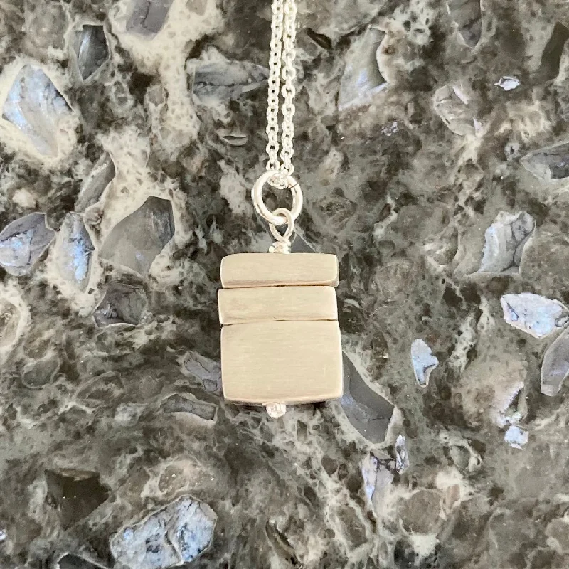 Stunning necklaces and pendants with sapphire gemstones for a luxurious blue hue-Stacked Brushed Sterling Silver Bars Pendant Necklace