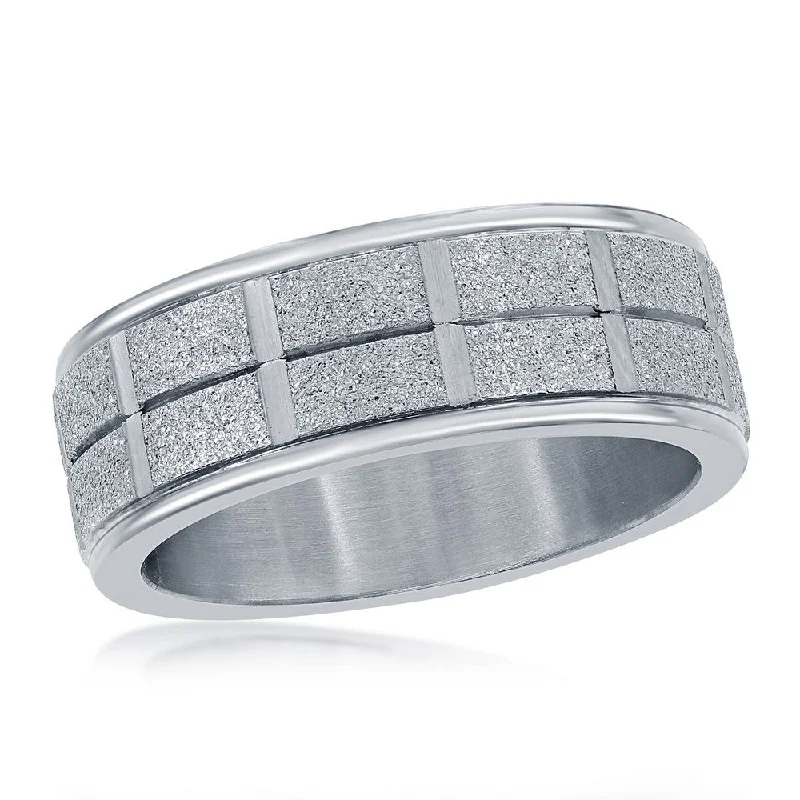 Women’s promise rings with subtle star engravings -Stainless Steel Sand Blasted Ring