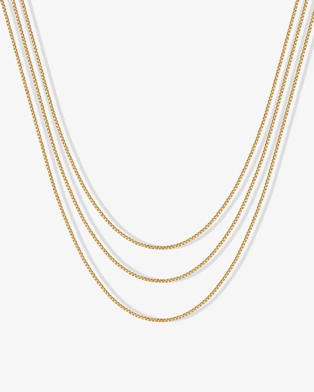 Layered necklaces and pendants for a trendy and fashionable stacked look-Three Layered Chain Necklace