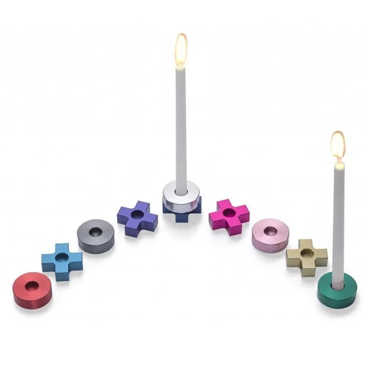 Beautiful necklaces and pendants with geometric shapes for a modern, artistic design-Tic Tac Toe Hanukkah Menorahs