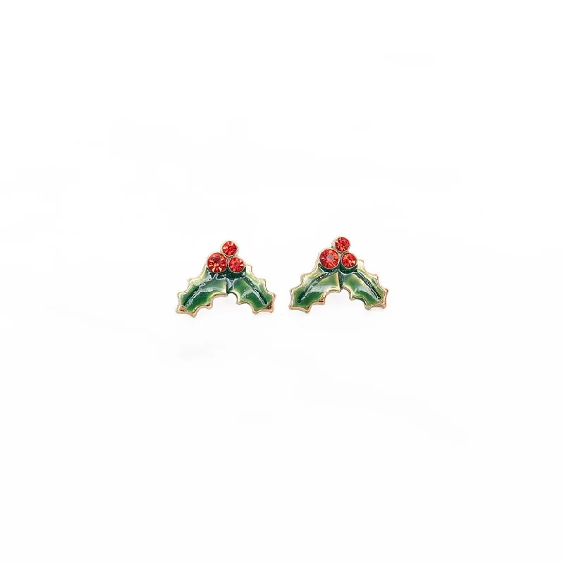 Stunning necklaces and pendants with ruby gemstones for a luxurious red hue-Tiny Mistletoe Studs