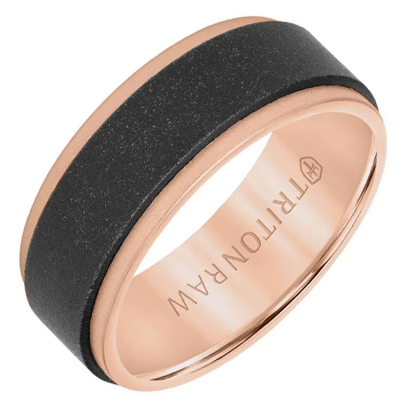 Beautiful necklaces and pendants with geometric shapes for a modern, artistic design-Triton Mens Wedding Band in 14kt Rose Gold and Tungsten (8mm)