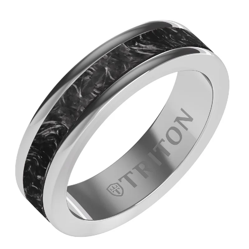 Necklaces and pendants with infinity love symbols for an eternal, romantic gesture-Triton Mens Wedding Band in Gray Tungsten and Carbon Fiber (6mm)