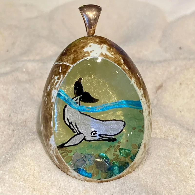 Necklaces and pendants with clear quartz for a pure and radiant look-Whale Quail Egg Ornament