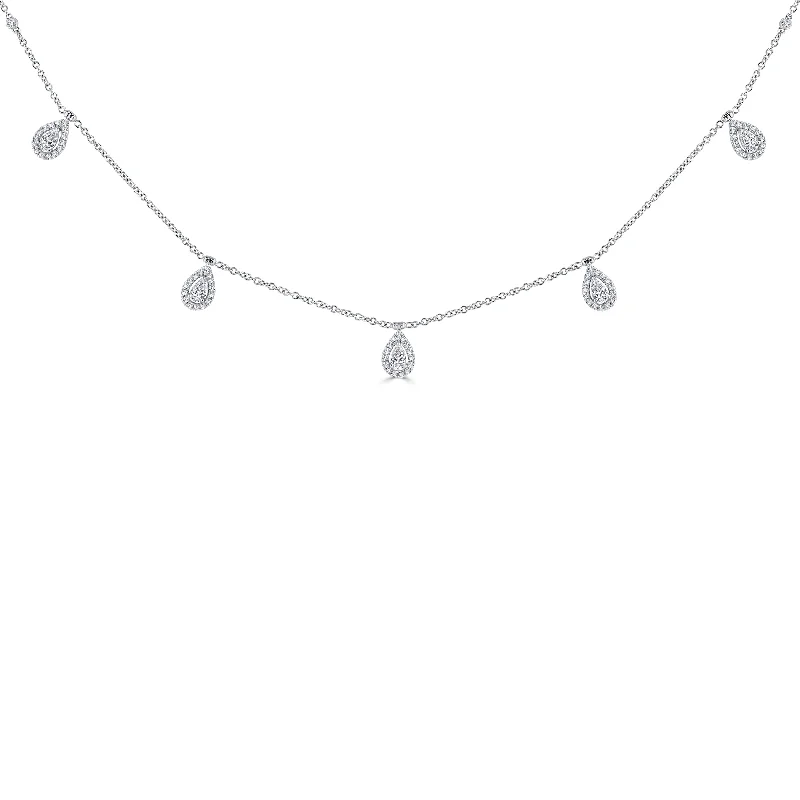 Best necklaces and pendants with sterling silver for an affordable yet stylish choice-Sabel Collection White Gold Round and Pear Diamond Dangle Pendant