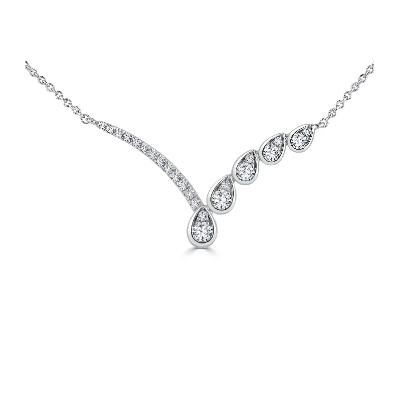 Best necklaces and pendants for everyday wear with minimalist designs-Sabel Collection White Gold Round and Pear Diamond Pendant