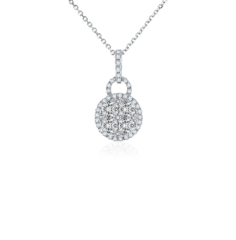 Best necklaces and pendants with gemstone clusters for a bold and colorful effect-Sabel Collection White Gold Round Diamond Cluster and Halo Pendant