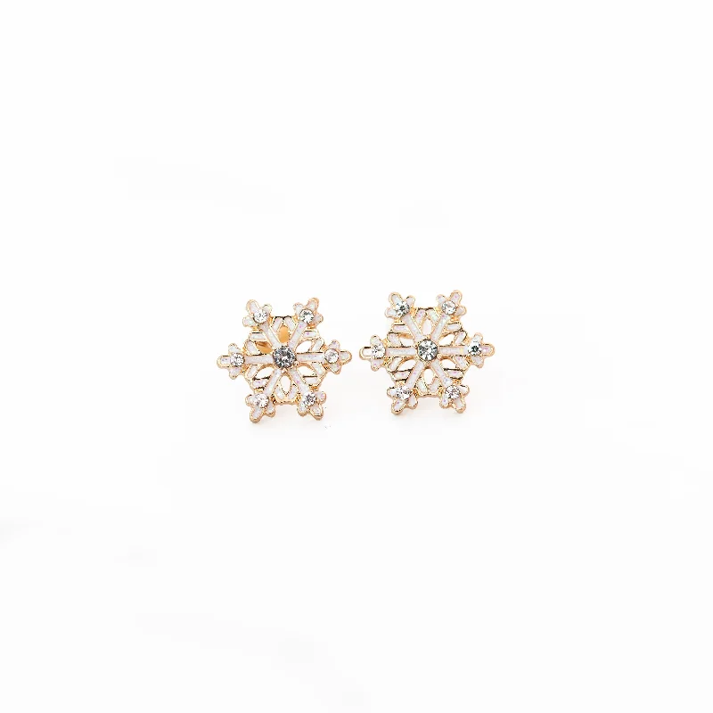 Best necklaces and pendants with layered designs for a chic, stacked look-White Snowflake Studs