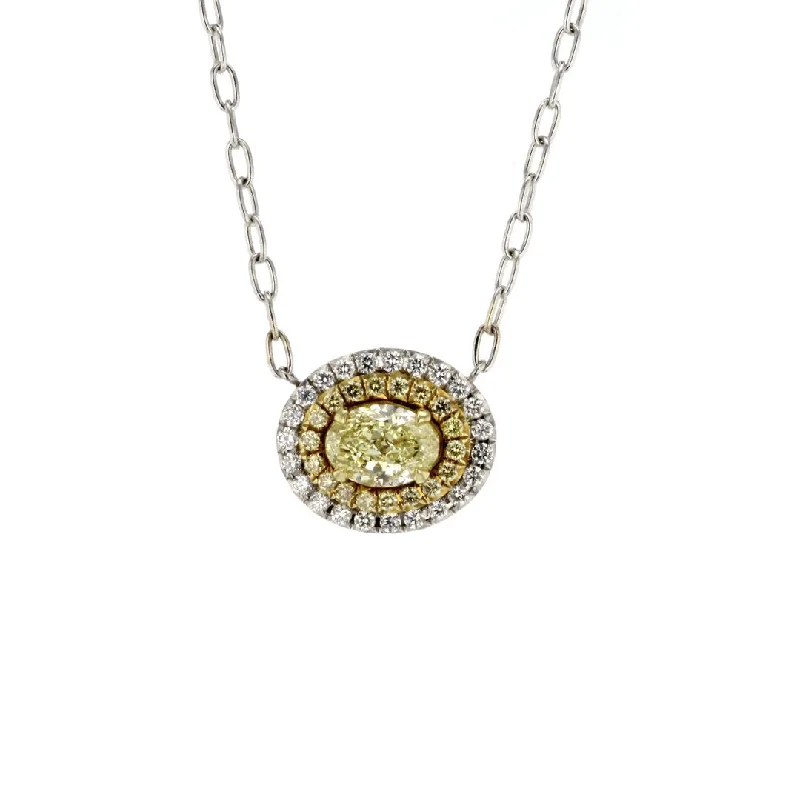 Necklaces and pendants with celestial starburst designs for a radiant look-Yellow & White Diamond Pendant Necklace