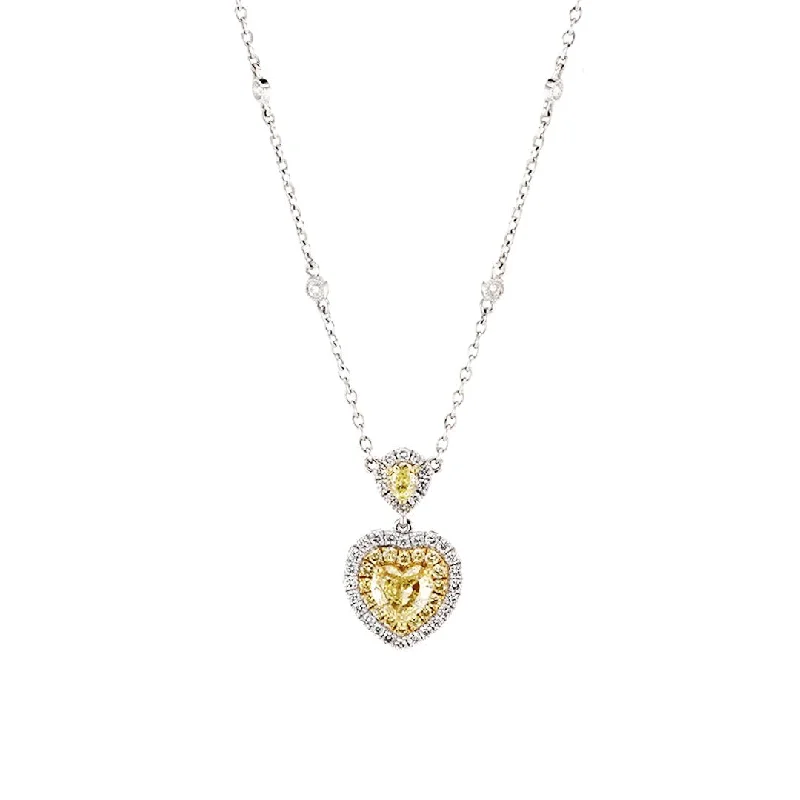 Beautiful necklaces and pendants with moon and star charms for a dreamy effect-Yellow & White Diamond Pendant Necklace