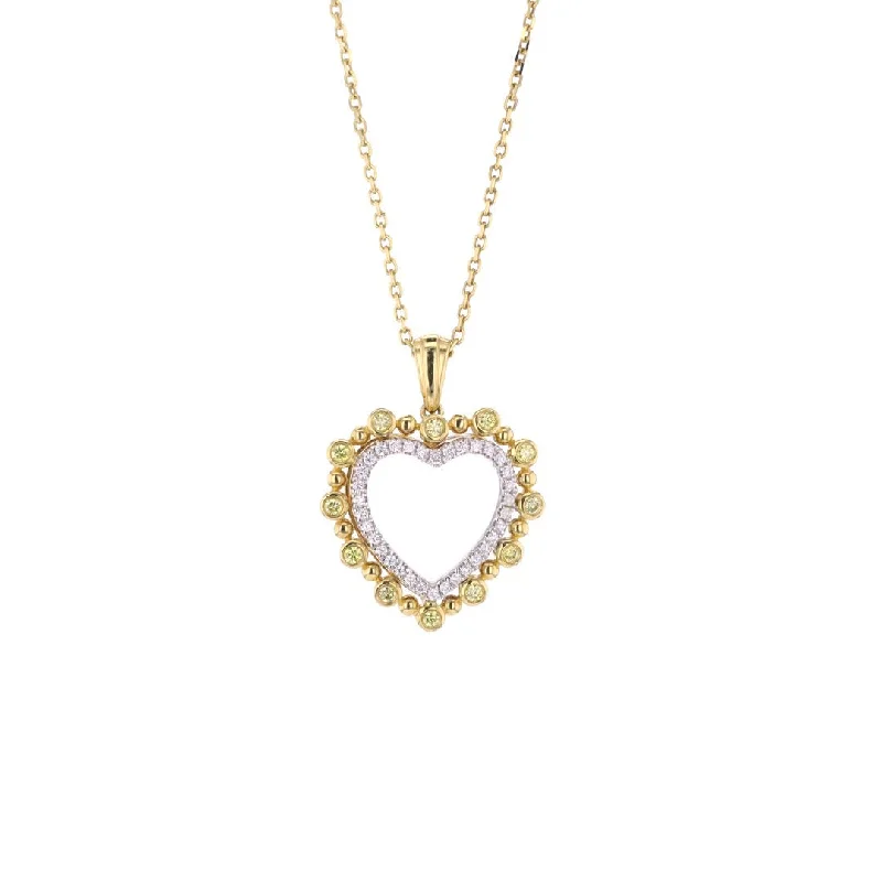 Best necklaces and pendants with silver chains for a sleek, timeless look-Yellow & White Diamond Heart Pendant Necklace